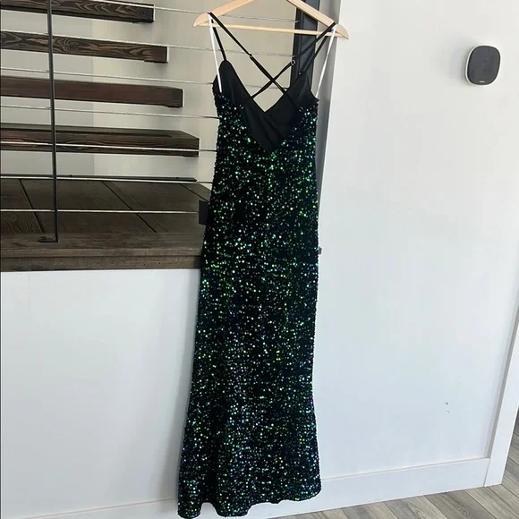 Lulu's Black Dress with Green and Blue Sequins - Picture 5 of 7